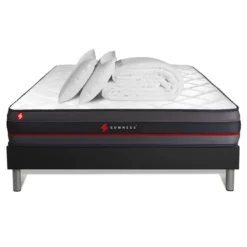 SomnessPack matelas REGEN sommier noir avec Couette2 oreillers