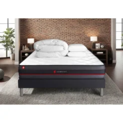 SomnessPack prêt a dormir matelas a memoire de forme sommier kit noirCouette 2 oreillers