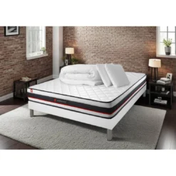 SomnessPack sommier matelas FORM2 oreillers memoire de forme Couette Percale