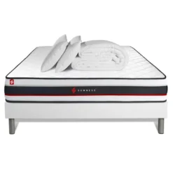 SomnessPack sommier matelas FORM2 oreillers memoire de forme Couette Percale