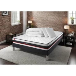 SomnessPack sommier matelas FORM 2 oreillers memoire de forme Couette Percale