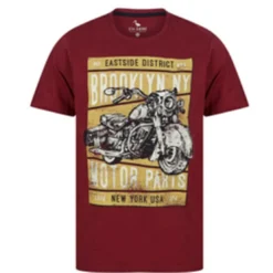 South ShoreTee-Shirt à Manches Courtes en CotonImprimé Moto - Rose Foncé