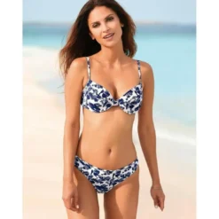 3 SUISSESBikini imprimé armatures bretelles réglables femme - Imprimé Bleu Marine