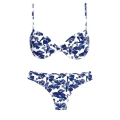 3 SUISSESBikini imprimé armatures bretelles réglables femme - Imprimé Bleu Marine