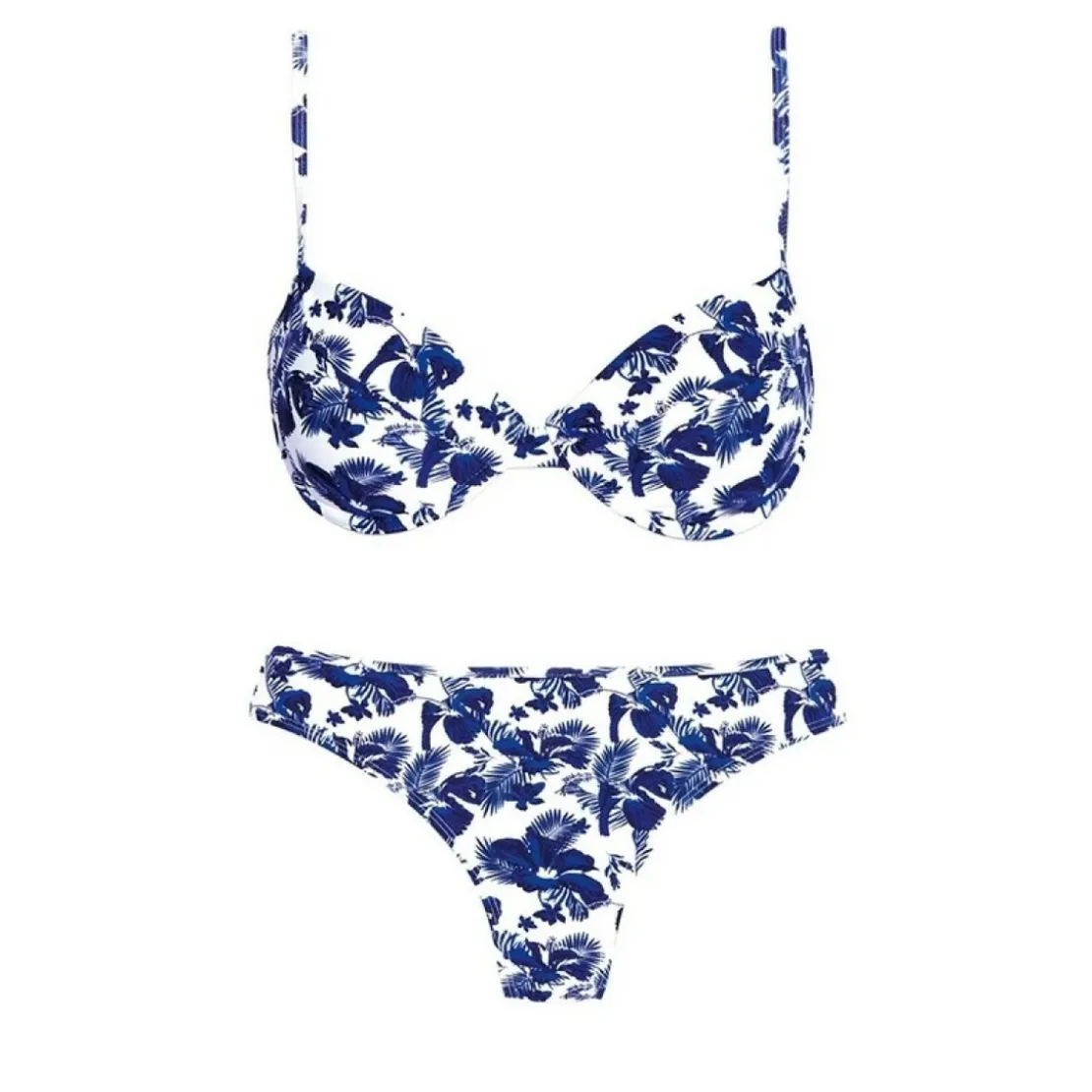 3 SUISSESBikini imprimé armatures bretelles réglables femme - Imprimé Bleu Marine