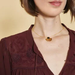 3 SUISSESBlouse broderie manches chauve-souris femme - Lie De Vin rouge