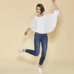 3 SUISSESBlouse Cape Manches Longues Top blanc