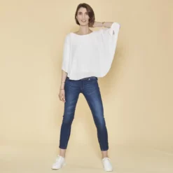 3 SUISSESBlouse Cape Manches Longues Top blanc