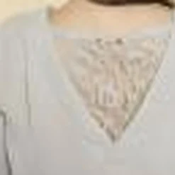 3 SUISSESBlouse col drapé devant et V dos avec dentelle manches longues grandes tailles femme - Gris Perle