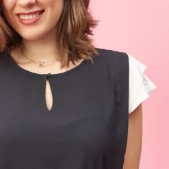 3 SUISSESBlouse fendue volants aux manches courtes femme - LOT noir