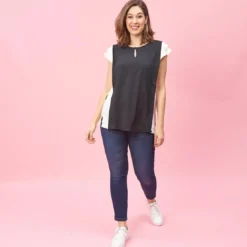 3 SUISSESBlouse fendue volants aux manches courtes femme - LOT noir