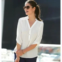 3 SUISSESBlouse manches 3/4 asymétrique femme - écru blanc