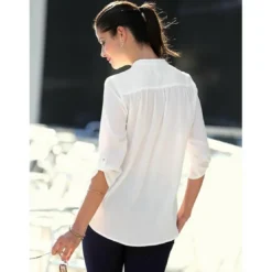 3 SUISSESBlouse manches 3/4 asymétrique femme - écru blanc