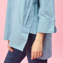 3 SUISSESBlouse unie asymétrique fendue manches 3/4 femme - Bleu Ciel