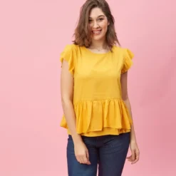 3 SUISSESBlouse à volants femme - Jaune
