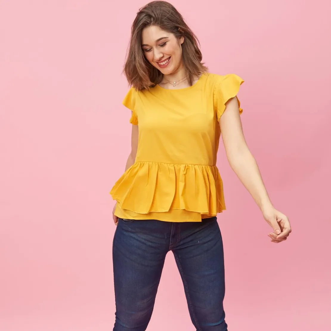 3 SUISSESBlouse à volants femme - Jaune