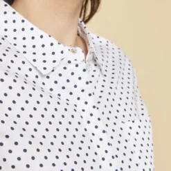 3 SUISSESChemise manches longues bas arrondi femme - Blanc et Bleu