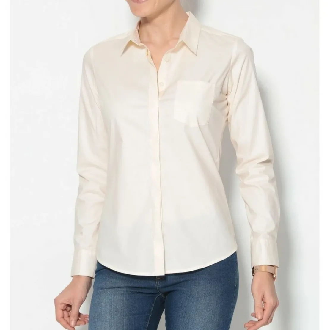 3 SUISSESChemisier manches longues femme - Blanc en coton