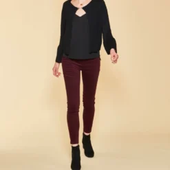3 SUISSESGilet fermé par broche manches longues évasées femme - Noir en viscose