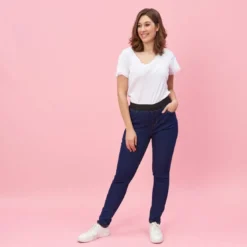 3 SUISSESJean taille élastique plane grandes tailles femme - bleu foncé