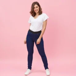 3 SUISSESJean taille élastique plane grandes tailles femme - bleu foncé