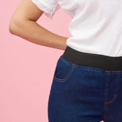 3 SUISSESJean taille élastique plane grandes tailles femme - bleu foncé