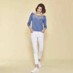 3 SUISSESJean étroit coupe 5 poches femme - Blanc
