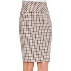 3 SUISSESJupe à carreaux coupe crayon fente dos femme - Carreaux Noir beige