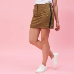 3 SUISSESJupe courte rubans et perles fantaisie sur les côtés femme - Marron en coton