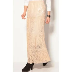 3 SUISSESJupe longue broderie femme - Beige