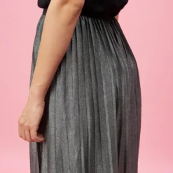 3 SUISSESJupe longue plissée taille élastique femme - Gris
