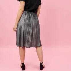3 SUISSESJupe longue plissée taille élastique femme - Gris