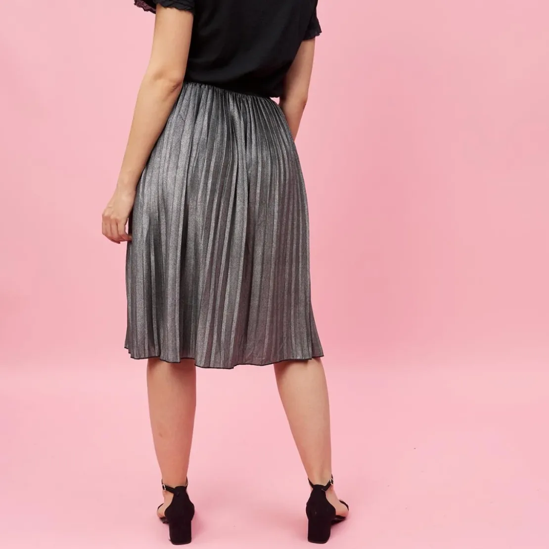 3 SUISSESJupe longue plissée taille élastique femme - Gris
