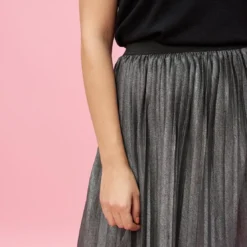 3 SUISSESJupe longue plissée taille élastique femme - Gris