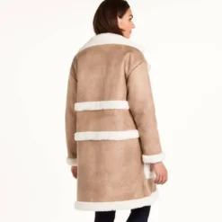 3 SUISSESManteau peau lainée femme 3 SUISSES Collection - Blanc beige en laine