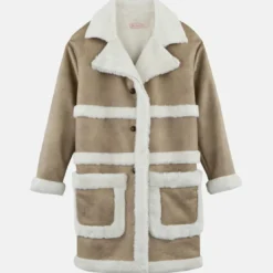 3 SUISSESManteau peau lainée femme 3 SUISSES Collection - Blanc beige en laine