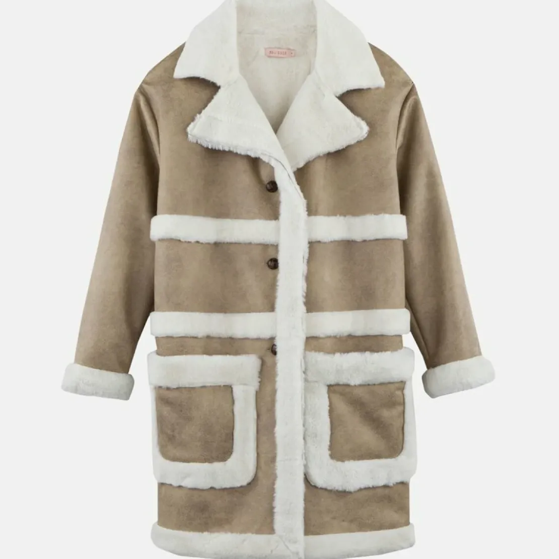3 SUISSESManteau peau lainée femme 3 SUISSES Collection - Blanc beige en laine