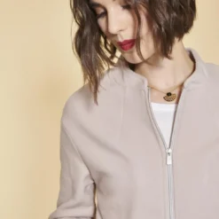 3 SUISSESManteau zippé col arrondi manches longues femme - Rose