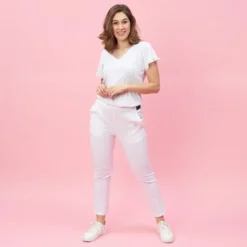 3 SUISSESPantalon élastique coupe 5 poches femme - ÉCRU blanc