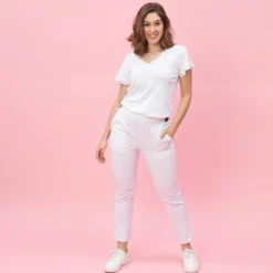 3 SUISSESPantalon élastique coupe 5 poches femme - ÉCRU blanc