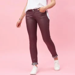 3 SUISSESPantalon 5 poches en coating femme - Rouge