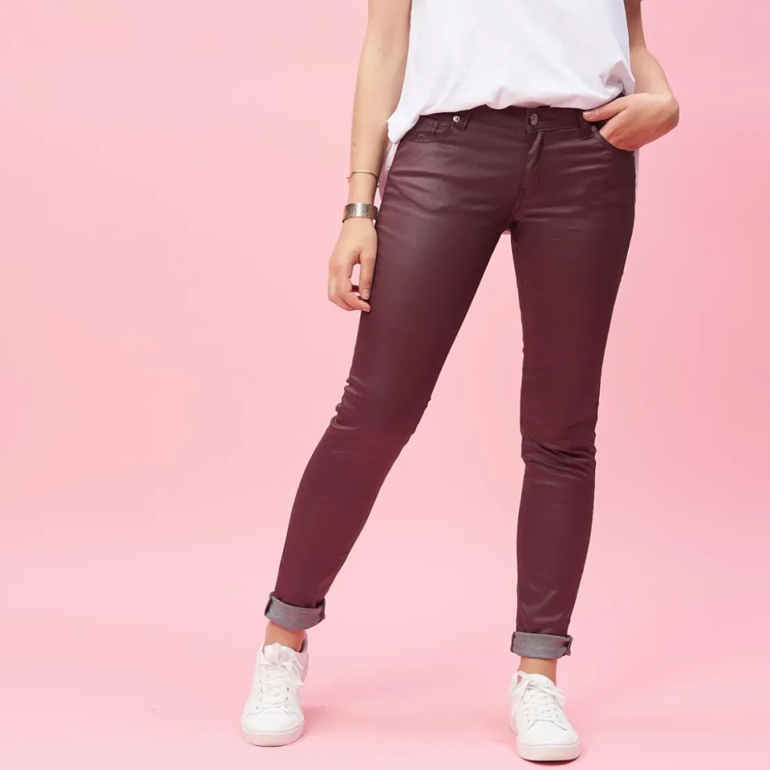 3 SUISSESPantalon 5 poches en coating femme - Rouge