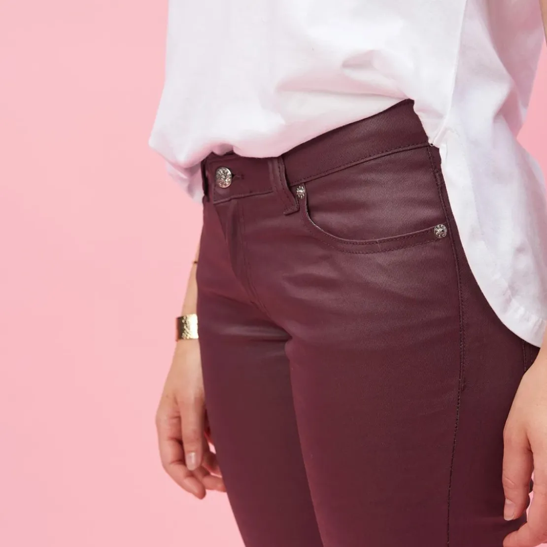 3 SUISSESPantalon 5 poches en coating femme - Rouge