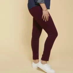 3 SUISSESPantalon 5 poches femme 3 SUISSES COLLECTION aubergine en coton