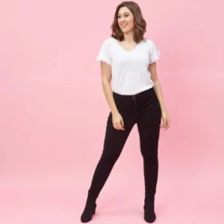 3 SUISSESPantalon 5 poches femme - Noir en coton