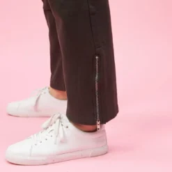 3 SUISSESPantalon taille en côtes élastiques bas zippés grandes taille femme - Vert Foncé