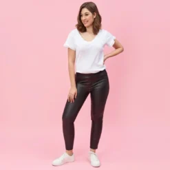 3 SUISSESPantalon taille élastique poches fantaisie femme - Noir