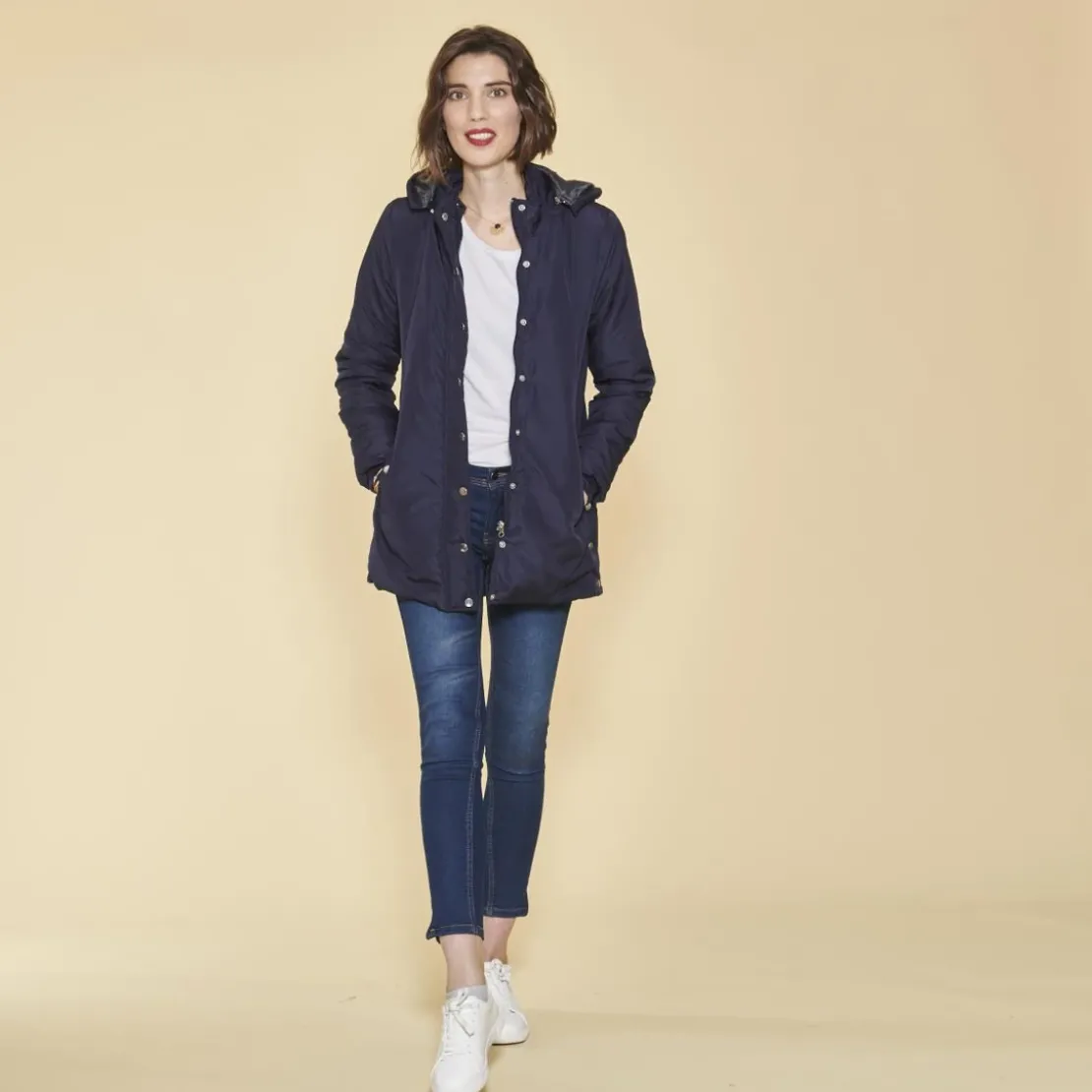 3 SUISSESParka avec capuche amovible femme - Bleu