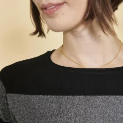 3 SUISSESPull col rond manches longues rayures avec lurex femme - rayé noir en viscose