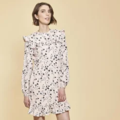 3 SUISSESRobe avec volants imprimée manches longues femme - Rose
